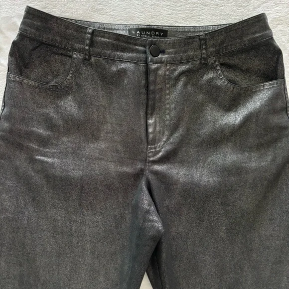 LAUNDRY by Shelli Segal Black Metallic Skinny Cropped Pants--EUC--8 - Picture 11 of 16